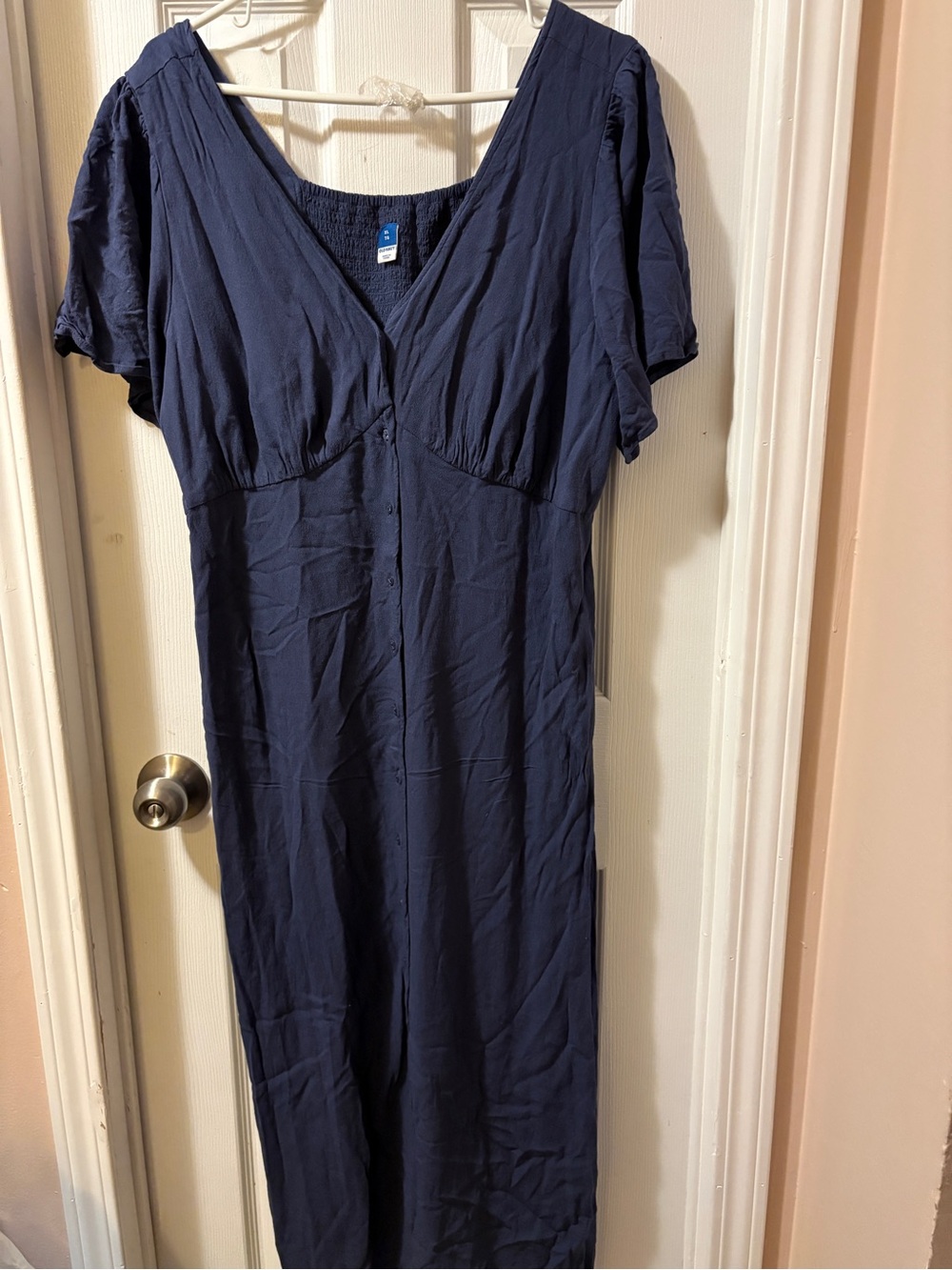 Old Navy Navy Short Sleeve V-Neck Maxi Dress